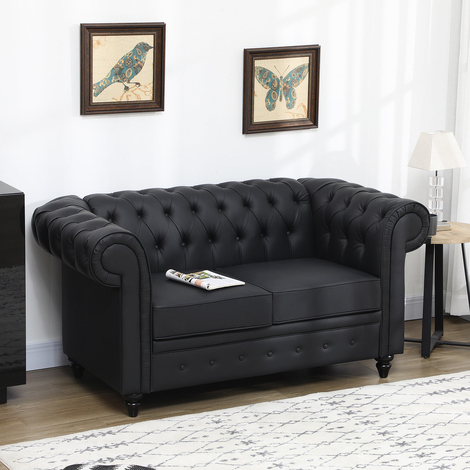 HOMCOM Divano Posti in Stile Chesterfield in Pelle PU con