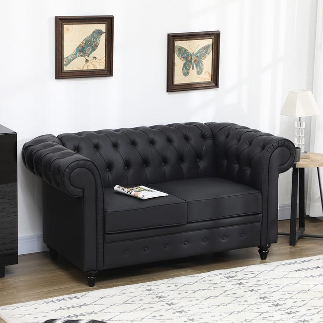 HOMCOM Divano Posti in Stile Chesterfield in Pelle PU con