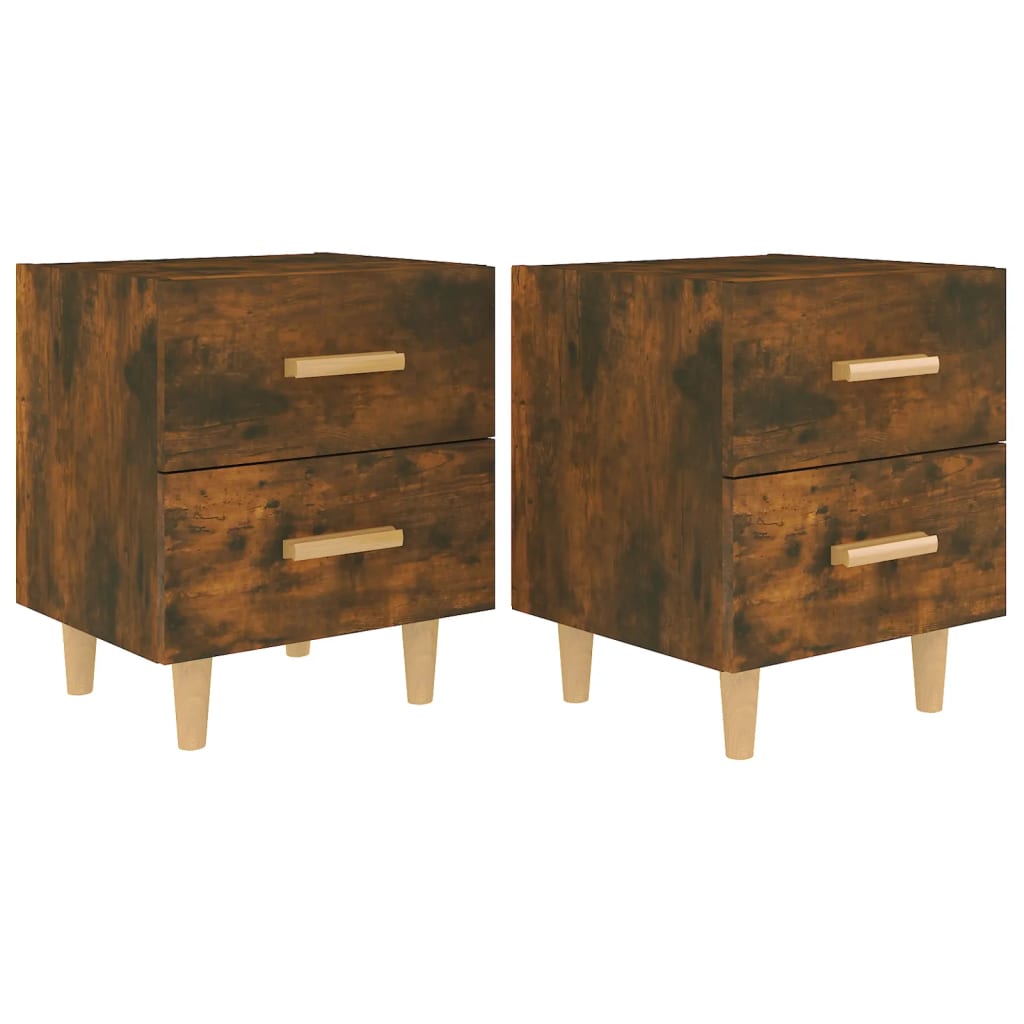 Lot De 2 Tables De Chevet FEEOHOME Avec Tiroirs - Design Blanc Moderne à Motif Vagues, Dimensions 40x40x55 Cm