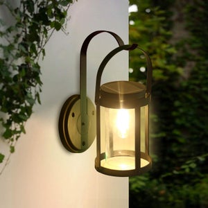 Lanterne Murale Extérieur En Terre Cuite - Made In Italy - 21x11x49 Cm - Déco Jardin, Terrasse - Style Rustique