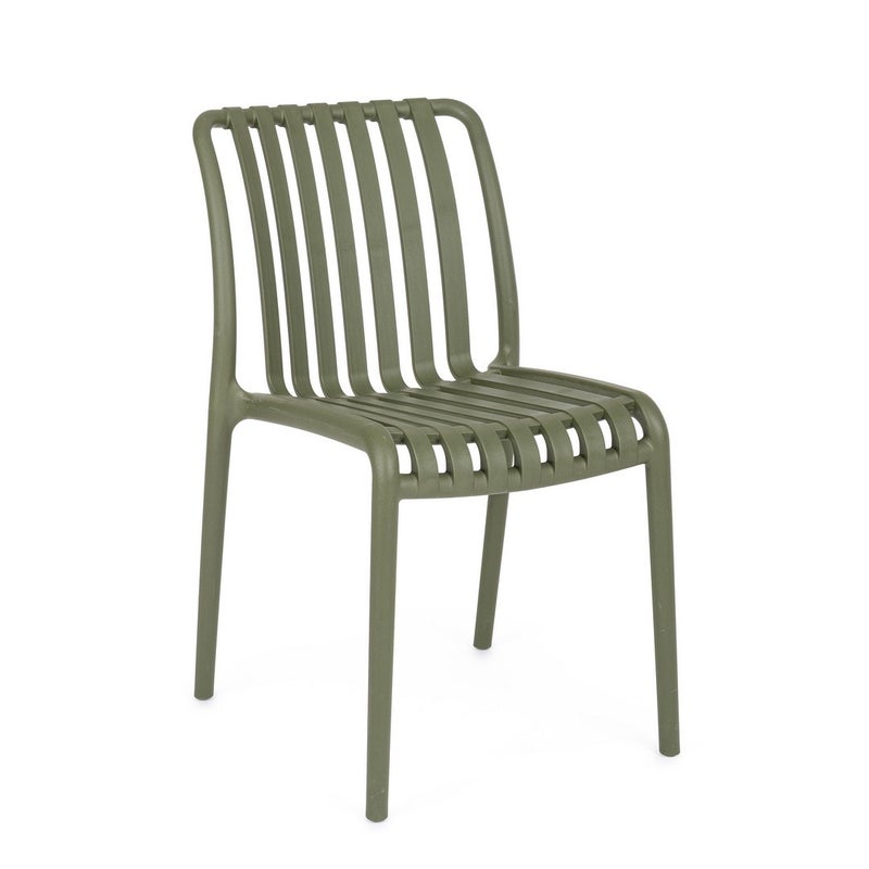 Zestaw 4 krzeseł z polipropylenu, odpornych na promienie ultrafioletowe, w kolorze zielonym, do użytku wewnątrz i na zewnątrz