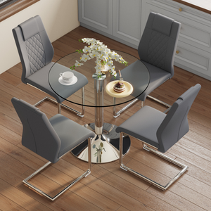 Tavolo Da Pranzo In Vetro Temperato Con Gambe Cromate A Spirale - Rettangolare 119x70x75 Cm, Nero, Per 4-6 Persone