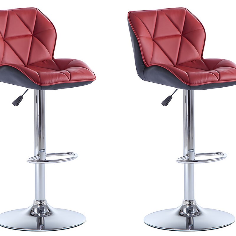 Zestaw 2 stołków barowych CALVIN – skóra syntetyczna – regulacja wysokości – kolor czerwony