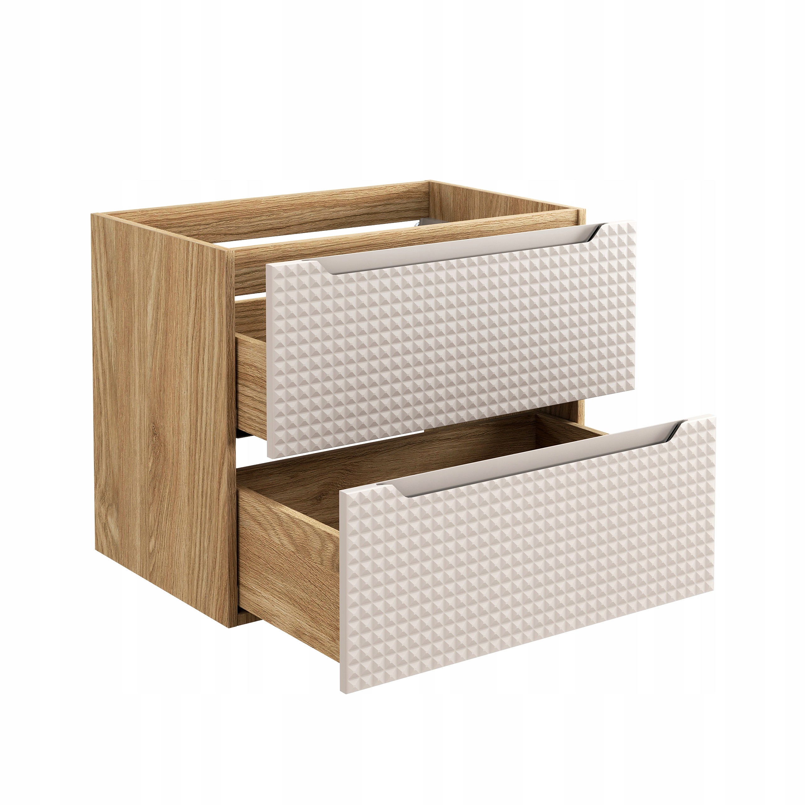 Szafka łazienkowa LUXOR 70 cm beżowa dąb olejowany front 3D MDF z szufladami - 7