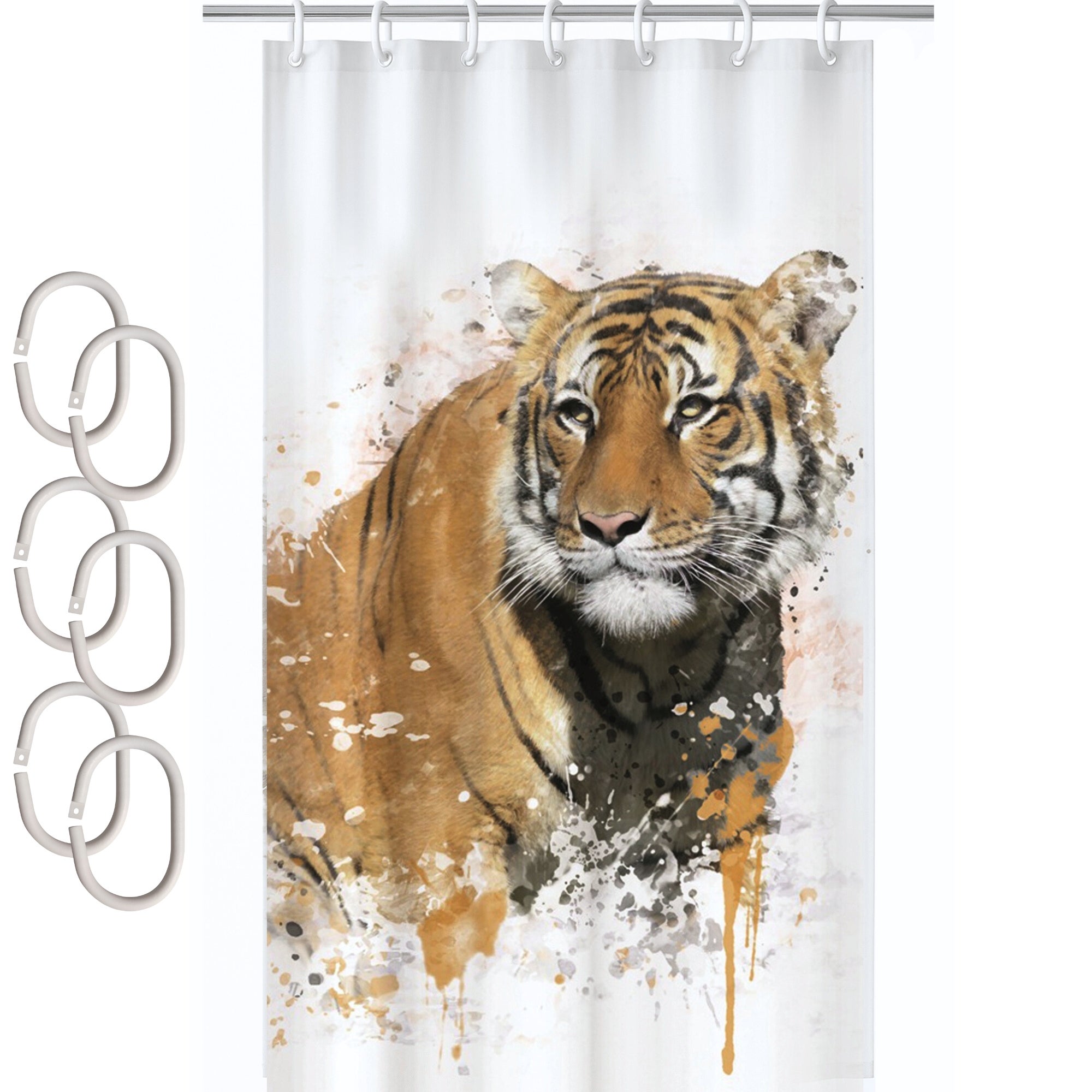 Zasłona prysznicowa Estiva tekstylna 180x200 wzór TIGER