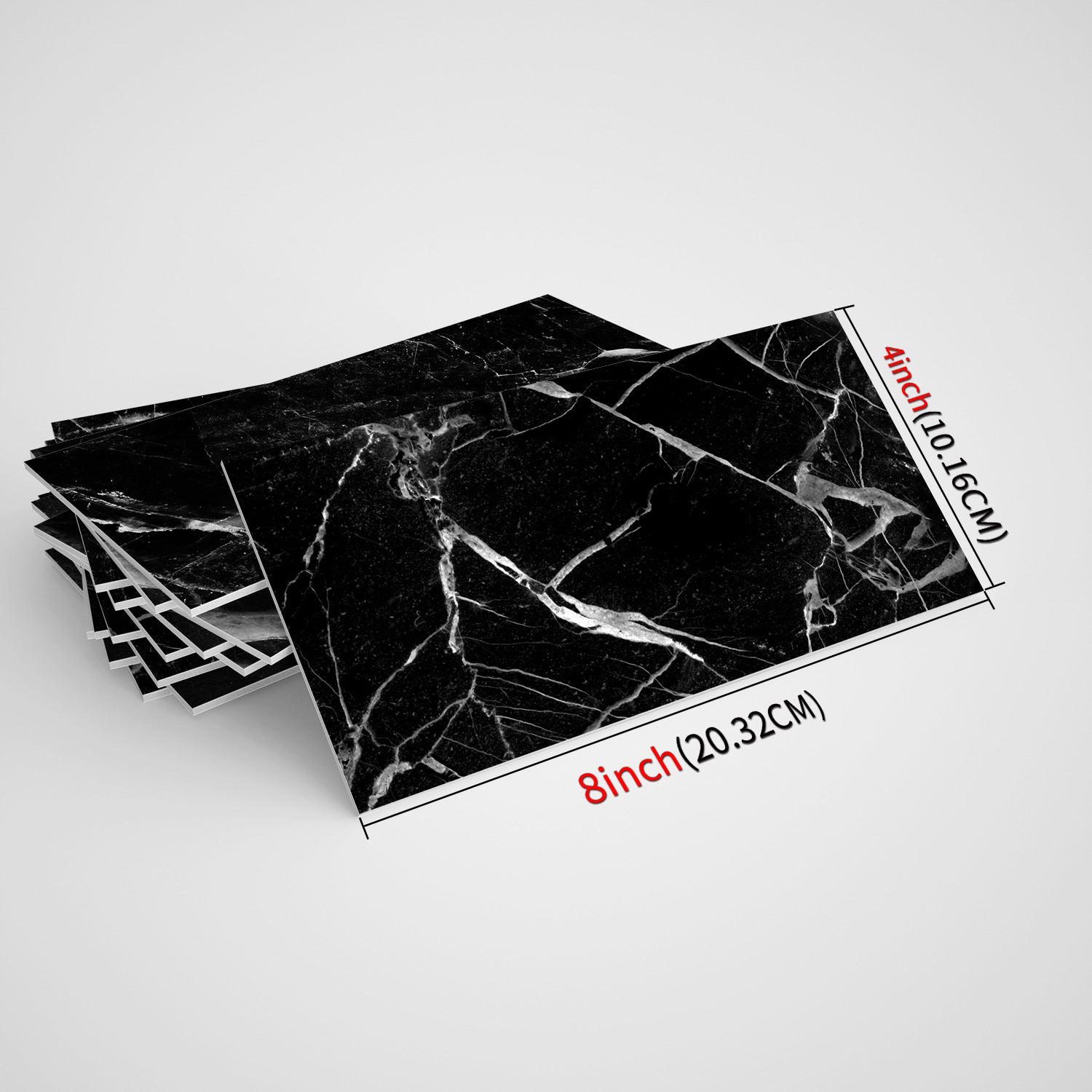 Piano Protezione Cucina 3D Imitazione Marmo Nero - Set di 16 Pannelli Decorativi Impermeabili e Anti-Umidità per Cucina, Bagno - 2