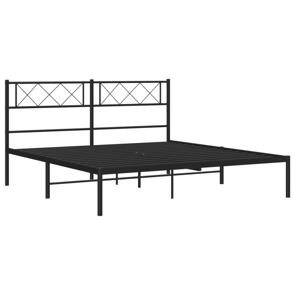 vidaXL Estructura de cama con cabecero metal negro 160x200 cm - 5