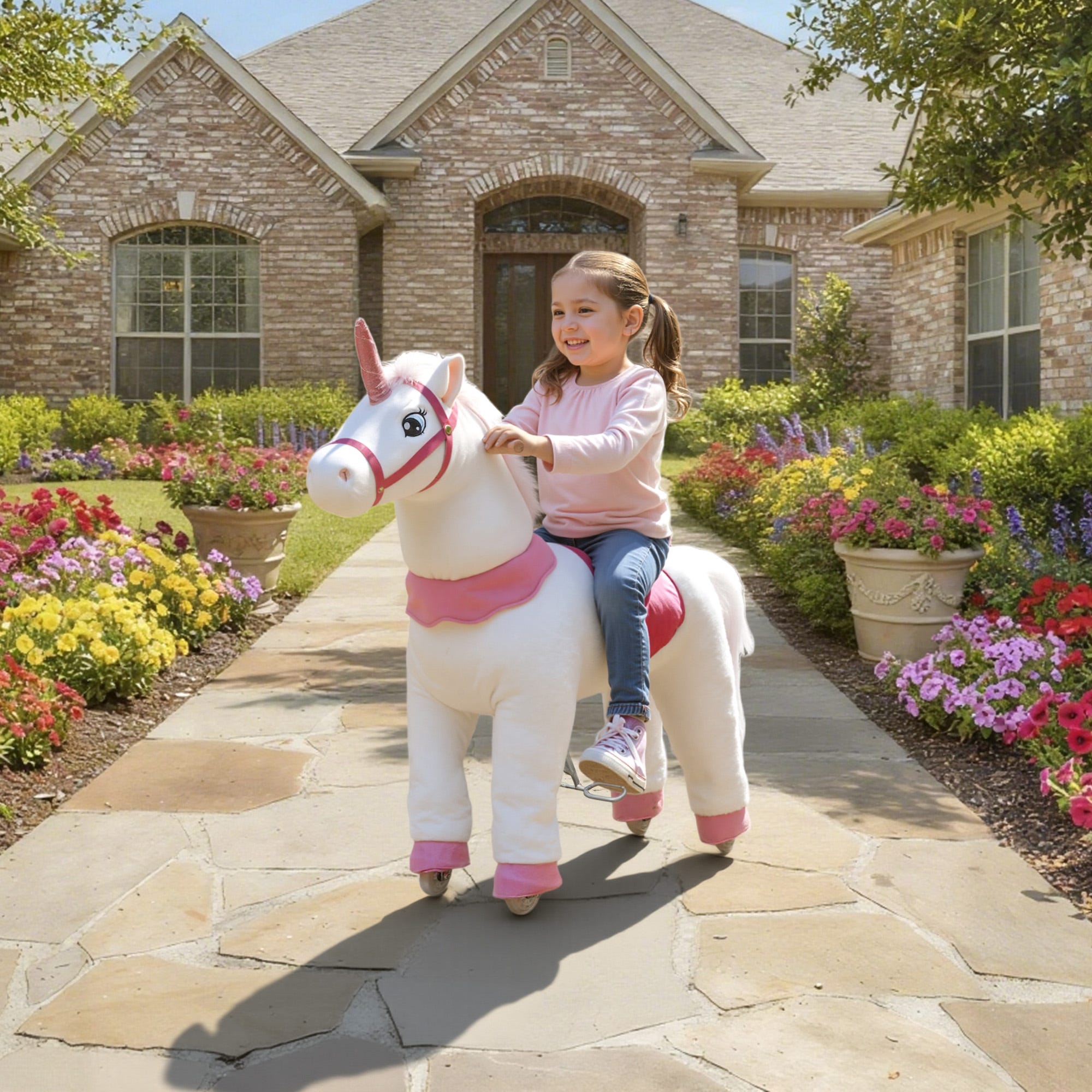 Souples Cheval de saut, tissu, blanc, 3 à 5 ans, design licorne, housse, cadre ...