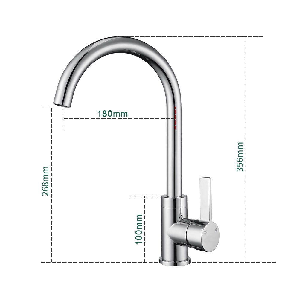 Torneira de cozinha, misturadora de lava-loiça giratória 360°, misturadora de cozinha em aço inoxidável com arejador amovível, cromada, formato U - 7