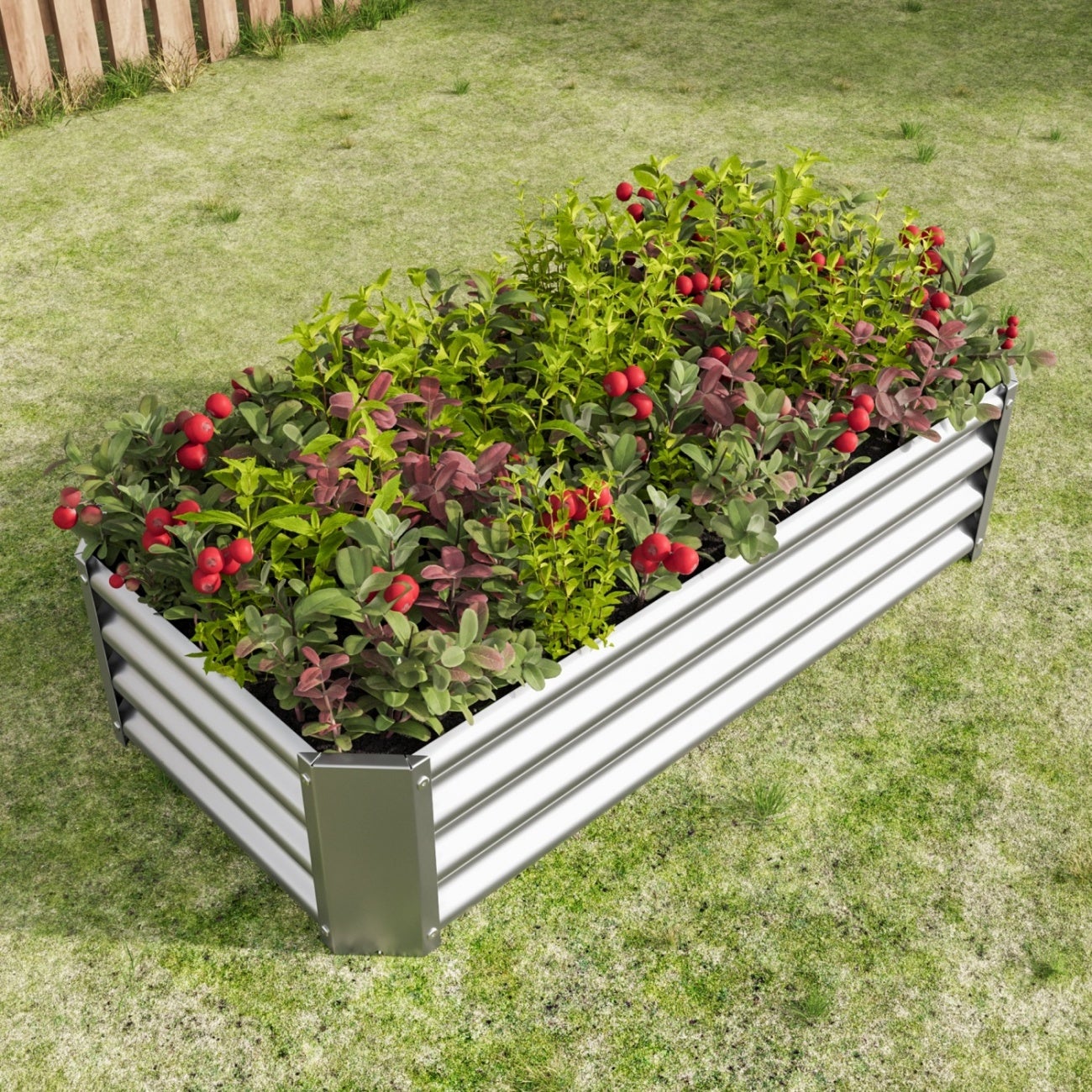Bac à plantes métallique,carré potager， kit sans fond, idéal pour légumes, herbes et fleurs, couleur anthracite. - 5