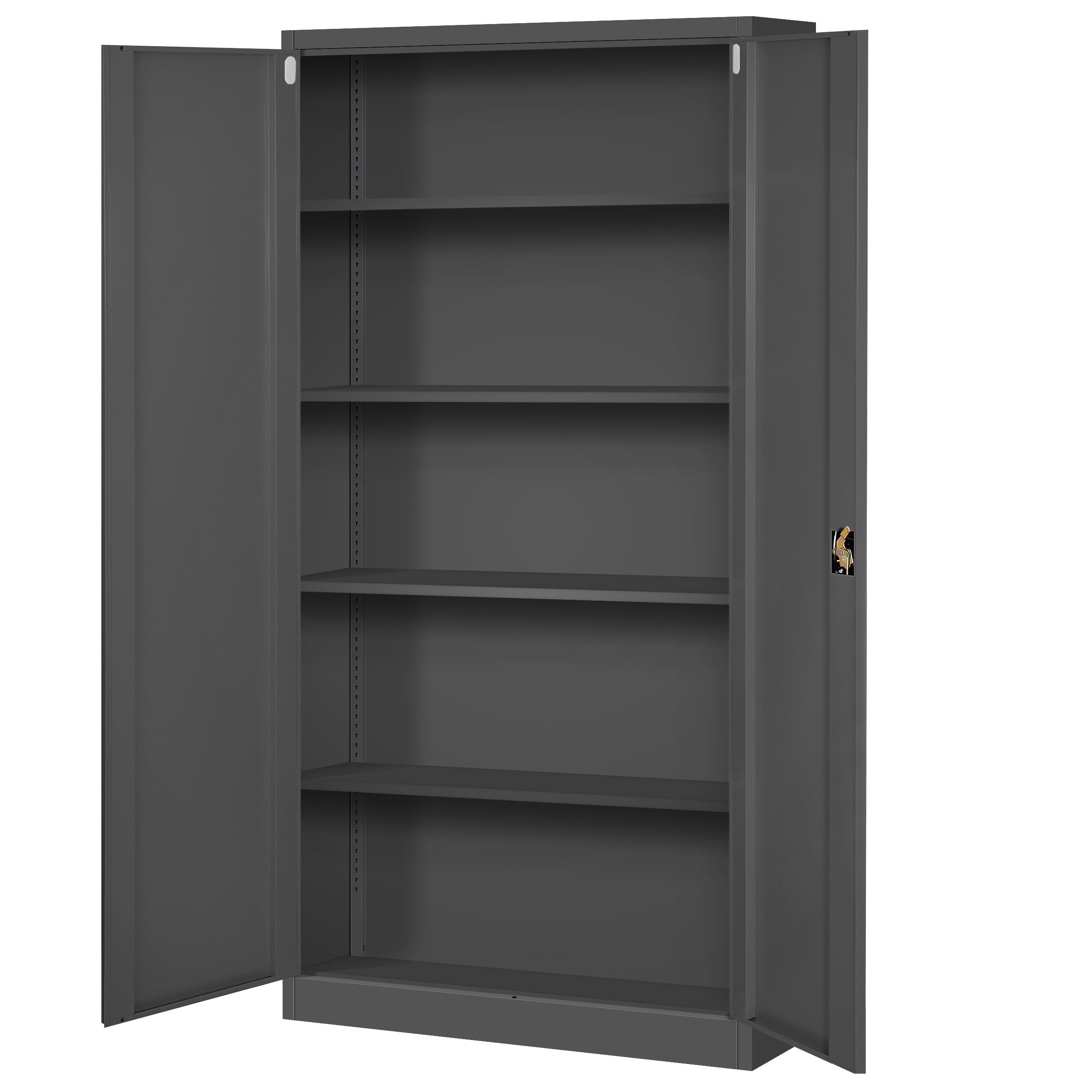 Armoire de Bureau de Rangement Métallique 4 étagères réglables 195 cm x 90 cm x 40 cm Anthracite - 2