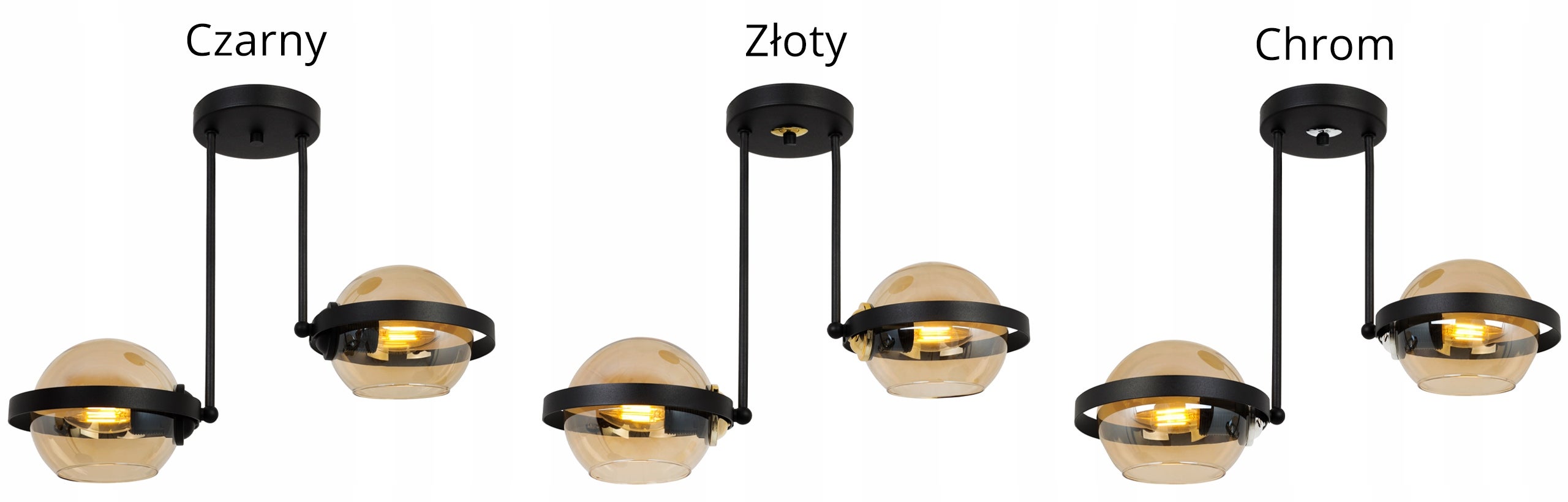 Lampa sufitowa wisząca LED modern 2xE27 klosz okrągły czarny/miodowy Light Home LH - 2
