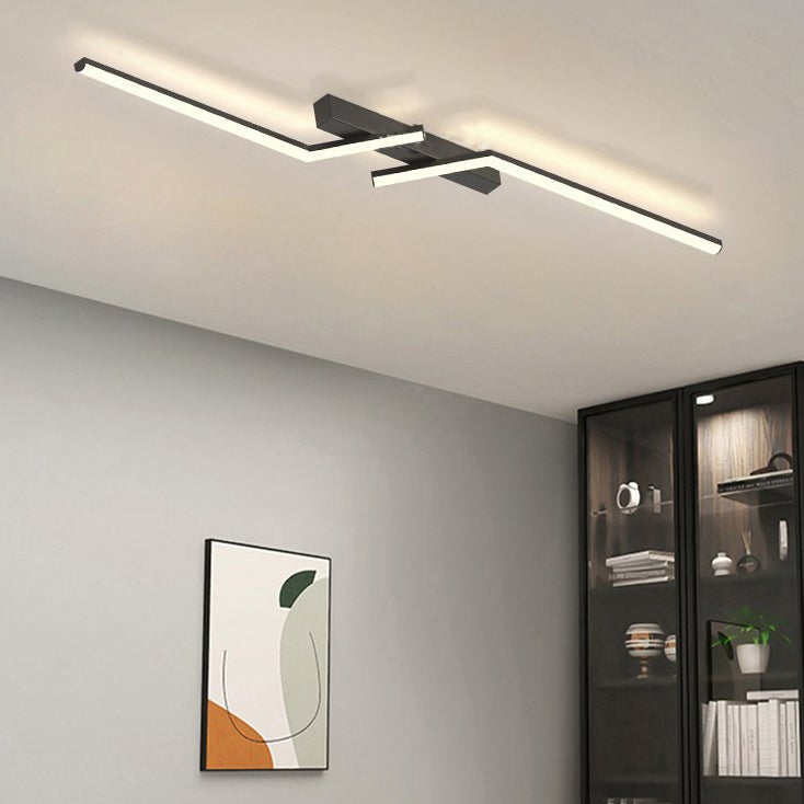 Lampa sufitowa, 100 cm, lampa sufitowa LED, nowoczesna lampa ścienna, metalowy żyrandol, barwa światła 3000 K, kolor czarny - 2