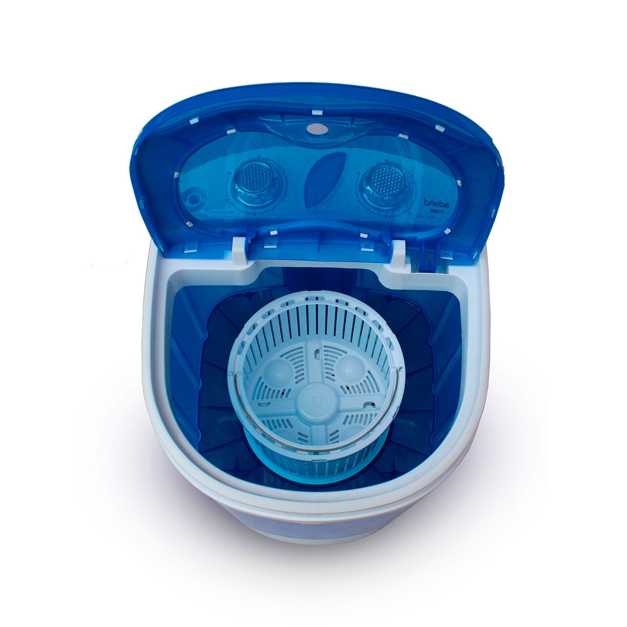 Mini Máquina de Lavar Roupa Portátil com Centrifugadora, Ideal para Campismo Capacidade 3Kg Briebe Branco azul WM1111 150 W - 8