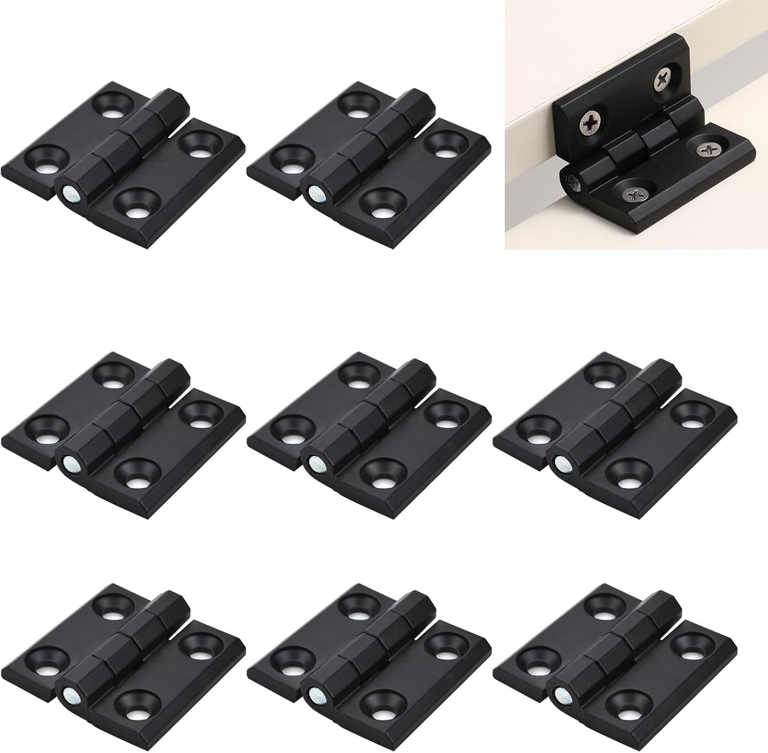 4 pièces Charnières noires en T - 6 Pouces Charnières de porte en métal avec 28 vis - Charnières