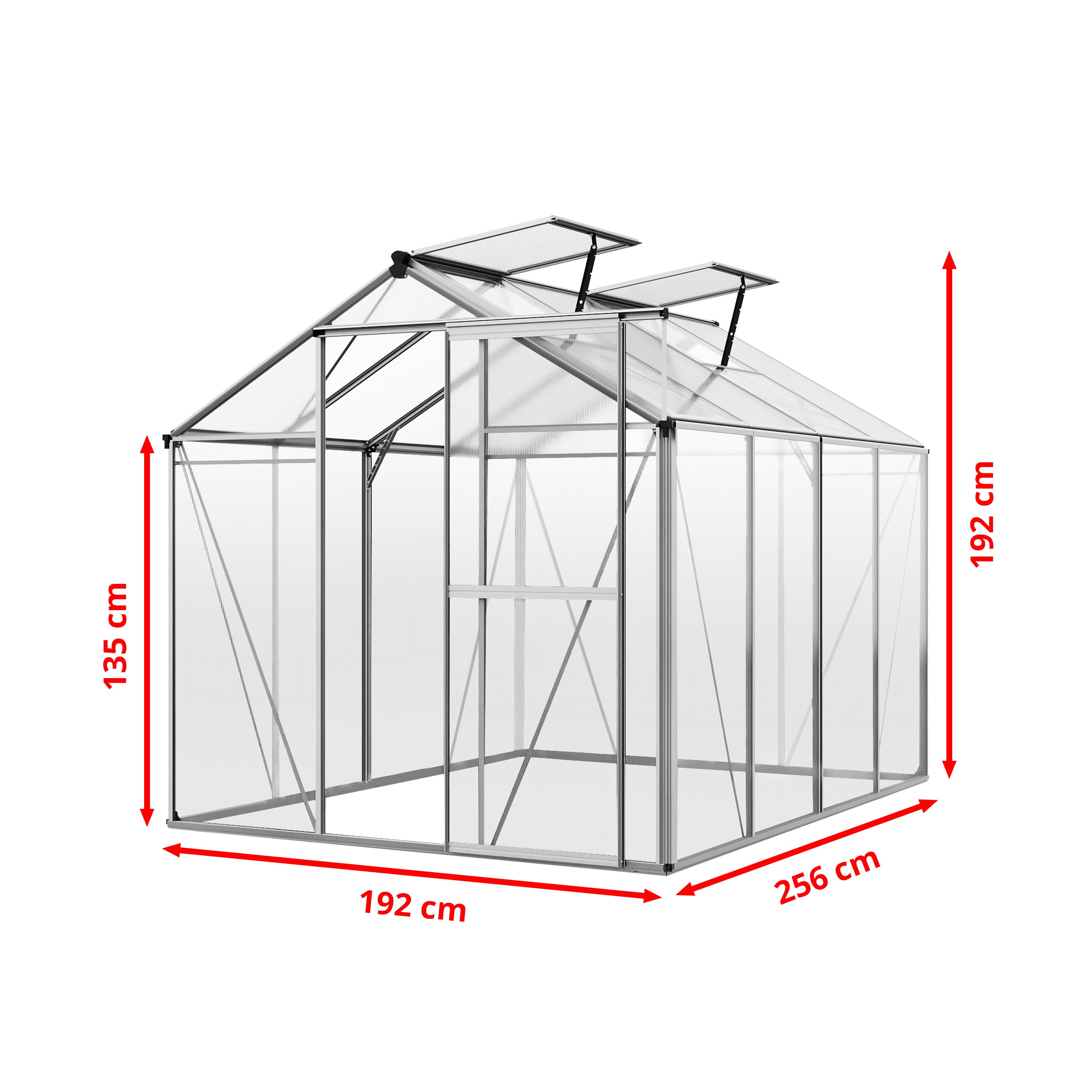GFP Serre de jardin Jasmin 4 structure en aluminium 192 x 256 cm panneaux en polycarbonate - 3