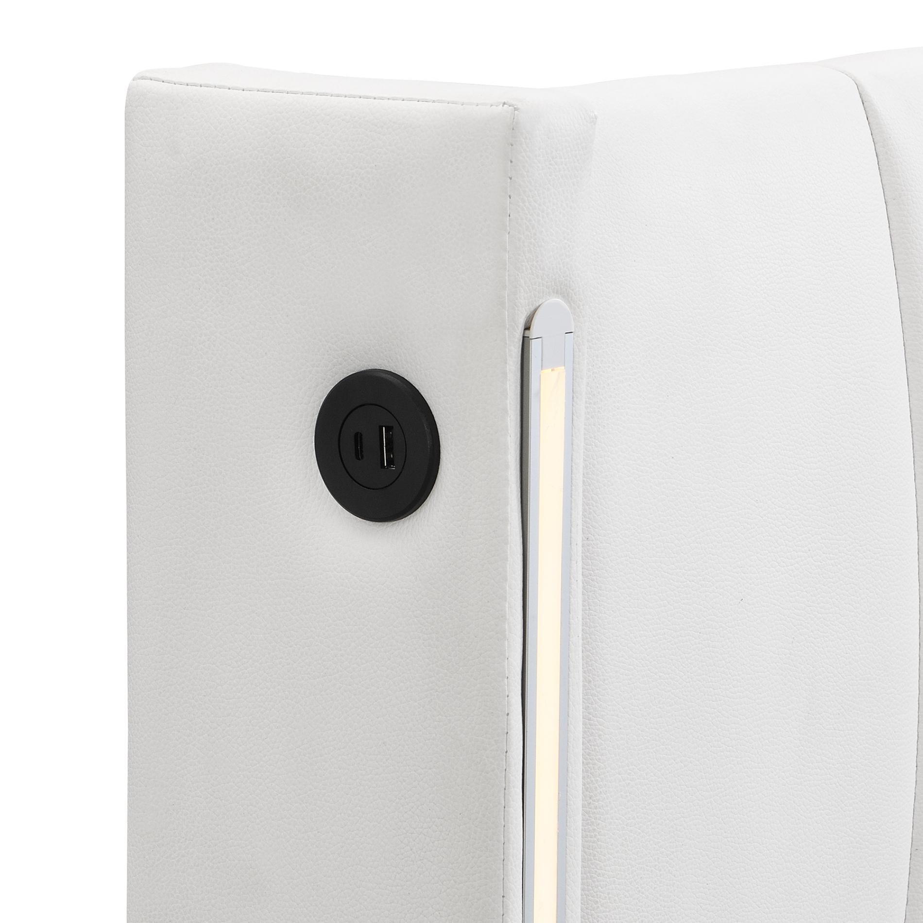 Lit Multifonctionnel LED avec USB Rechargeable, 180*200cm, Éclairage LED et Tête de Lit Réglable en PU Étanche, Lit Hydraulique avec Rangement - 8