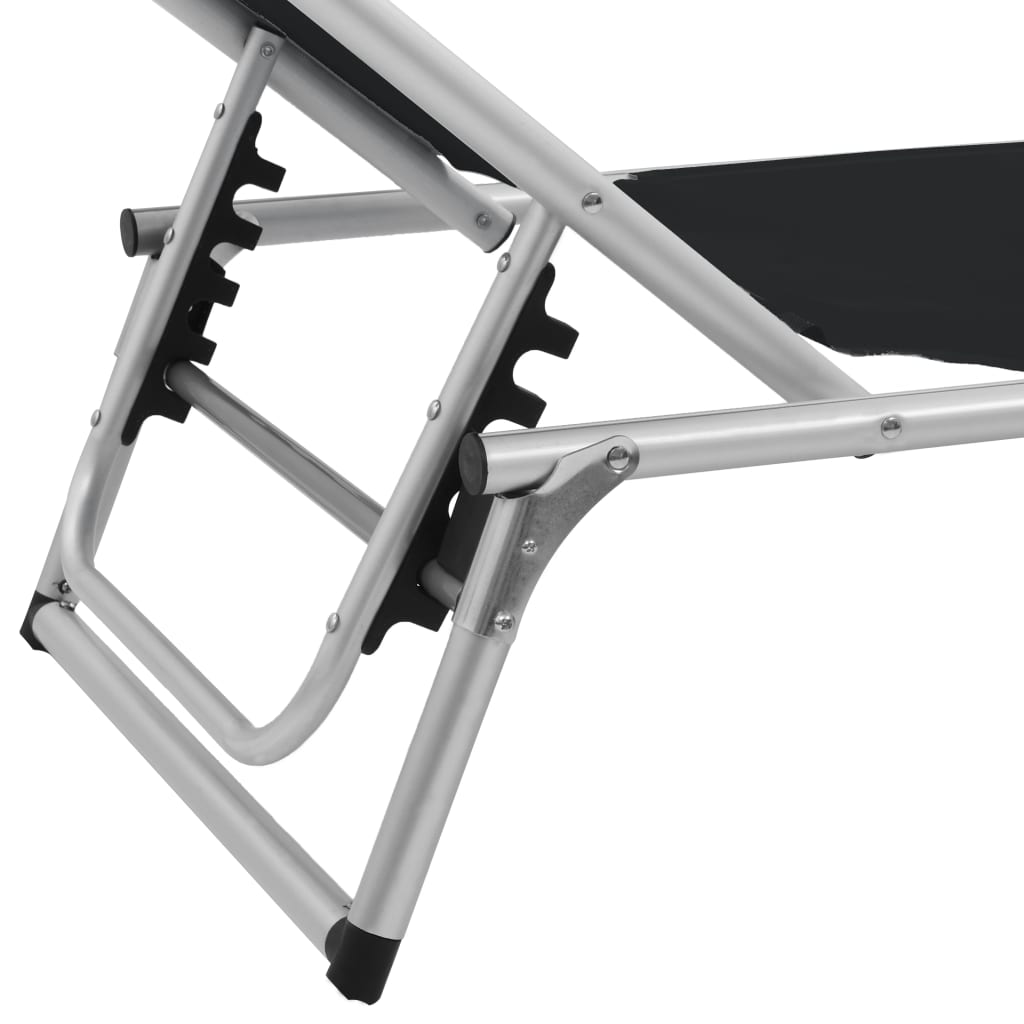 Sdraio pieghevoli e tettoia 2 pezzi Textilene alluminio nero 02_0011958 - 7