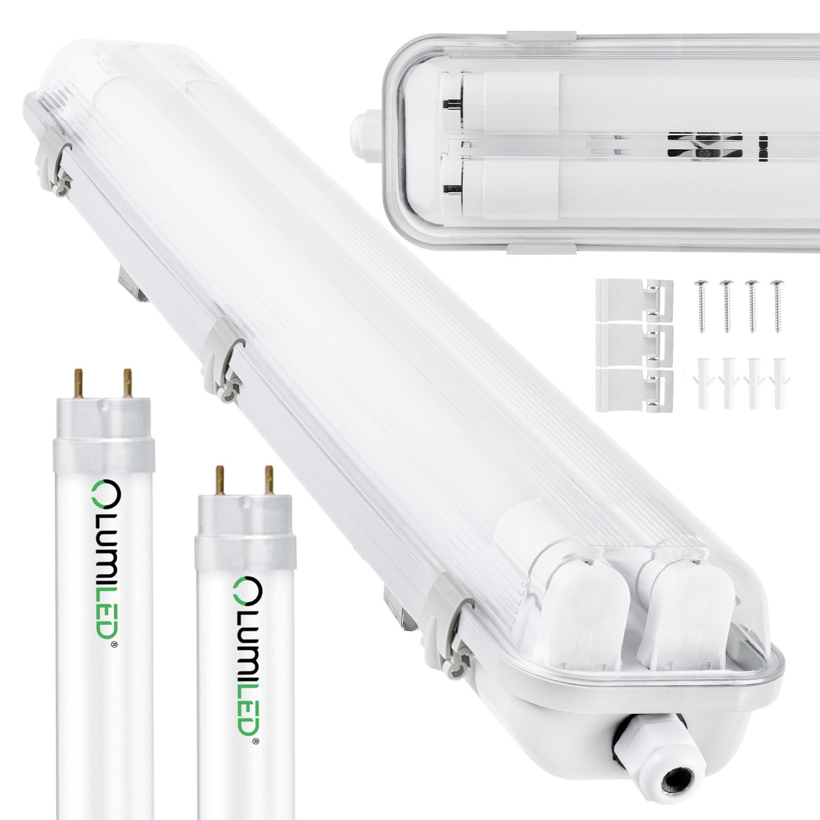 Oprawa Hermetyczna Lumiled Pyłoszczelna 120cm 2x T8 G13 IP65 + 2x Świetlówki LED 18W 4000K Neutralna biel