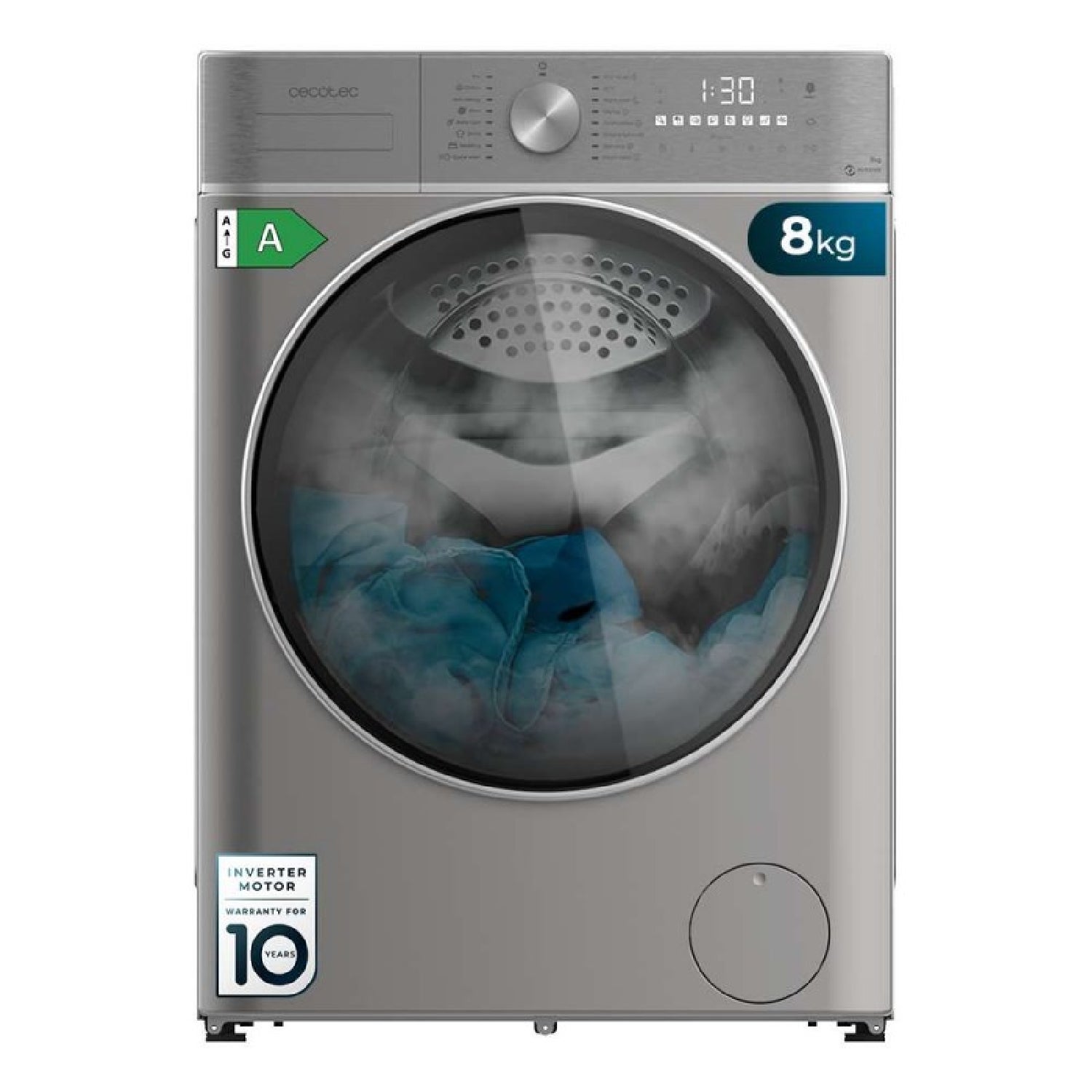 Cecotec Lavadora Secadora Carga Frontal 8Kg-5Kg Bolero Wash&Dry 8580 Inverter Steel B. 1400 Rpm, 16 Programas , Leroy Merlin