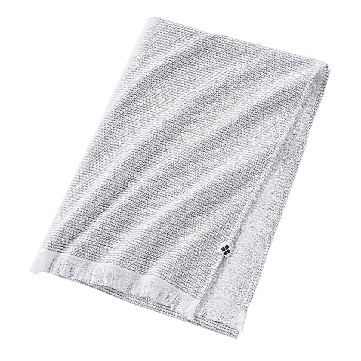 AMAL - Fouta Coton tissé éponge 95 x 180 cm Coloris Galet | Leroy Merlin