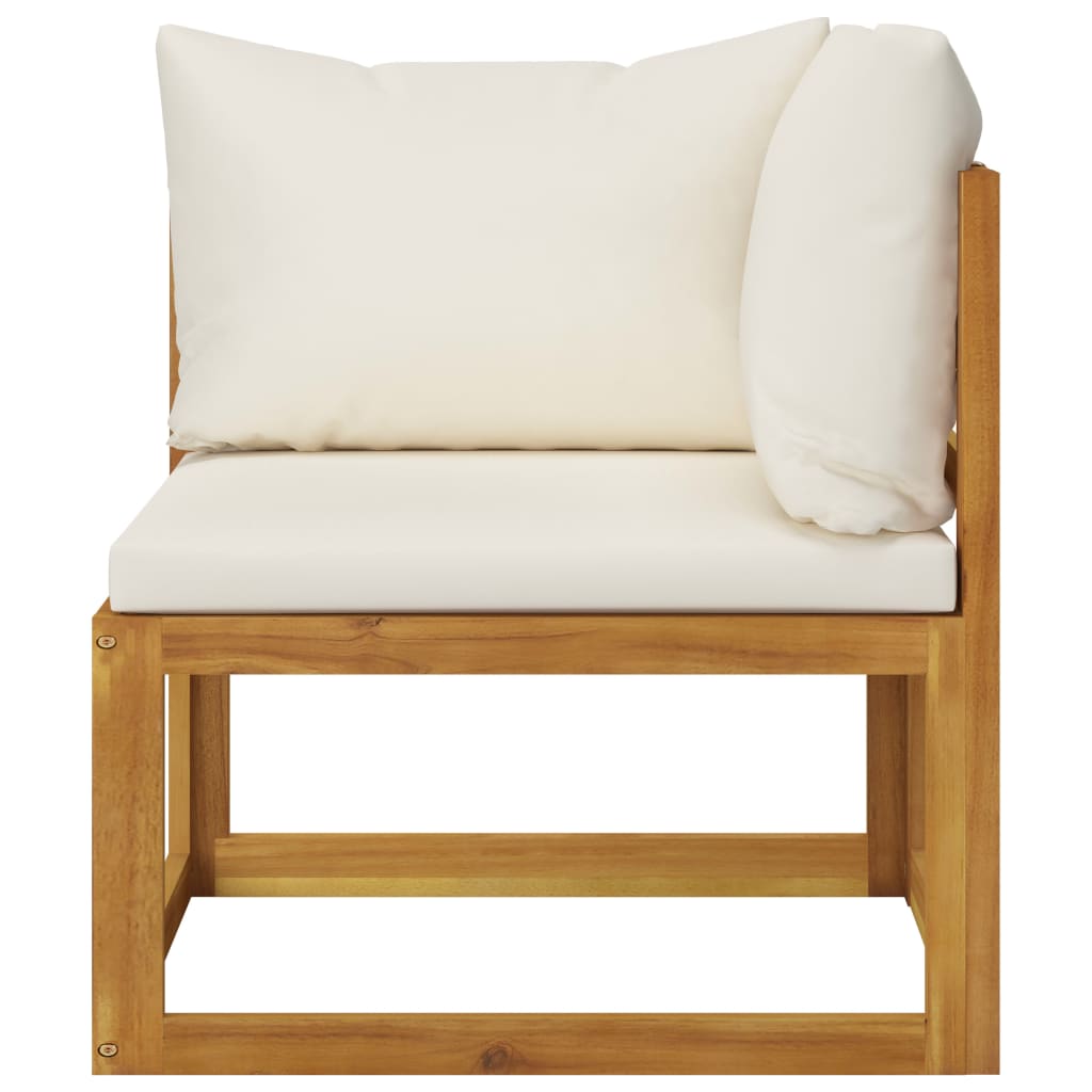 Salon de jardin 7 pcs avec coussin Crème Bois d'acacia solide 5 - 4