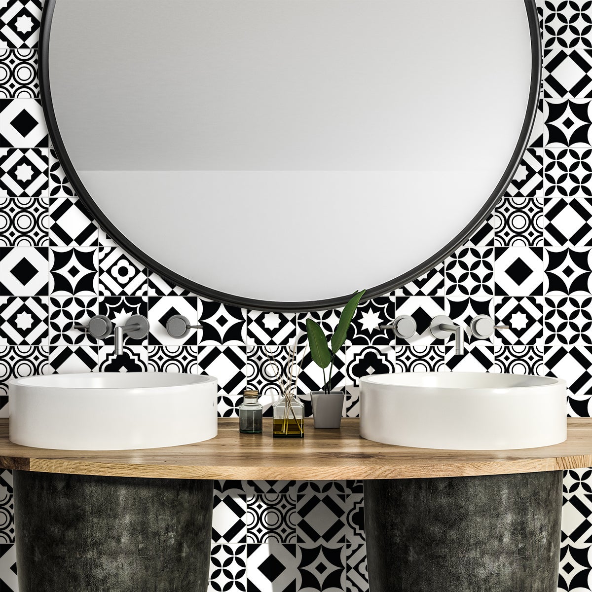 24 vinilos baldosas de cemento azulejos cristina - adhesivo de pared - revestimiento sticker mural decorativo - 24stickers10x10cm