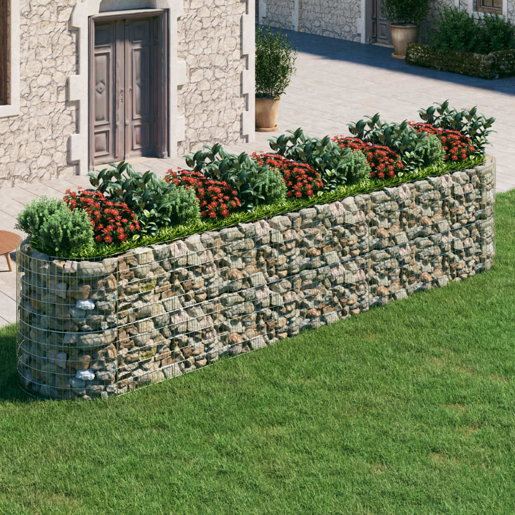 VidaXL Lit Surélevé à Gabion 360x30x10cm - Acier Galvanisé - Pour Jardin, Terrasse - Remplissage Pierres