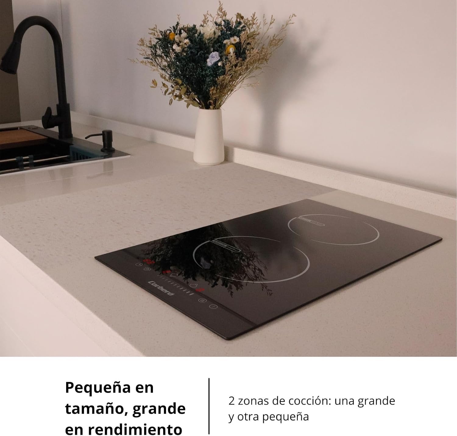 Corberó - Placa de Inducción Modular CCIG205D | 30cm, 2 Zonas, 3600W, Booster, Temporizador, Negro - 3