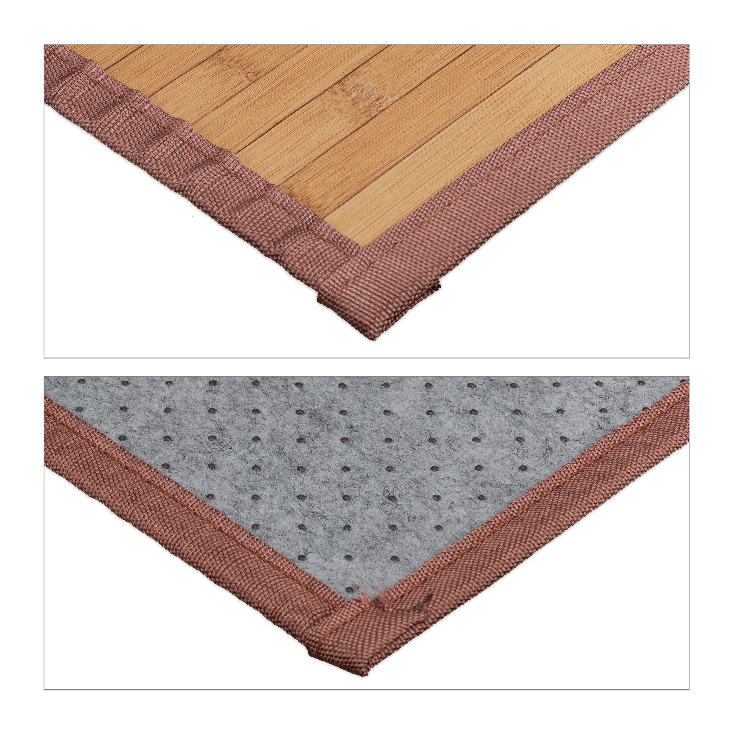 Tapis en Bambou Résistant Humidité Anti-glisse Bord textile Sortie de Bain Douche SDB, 61x182 cm, nature, Relaxdays - 6