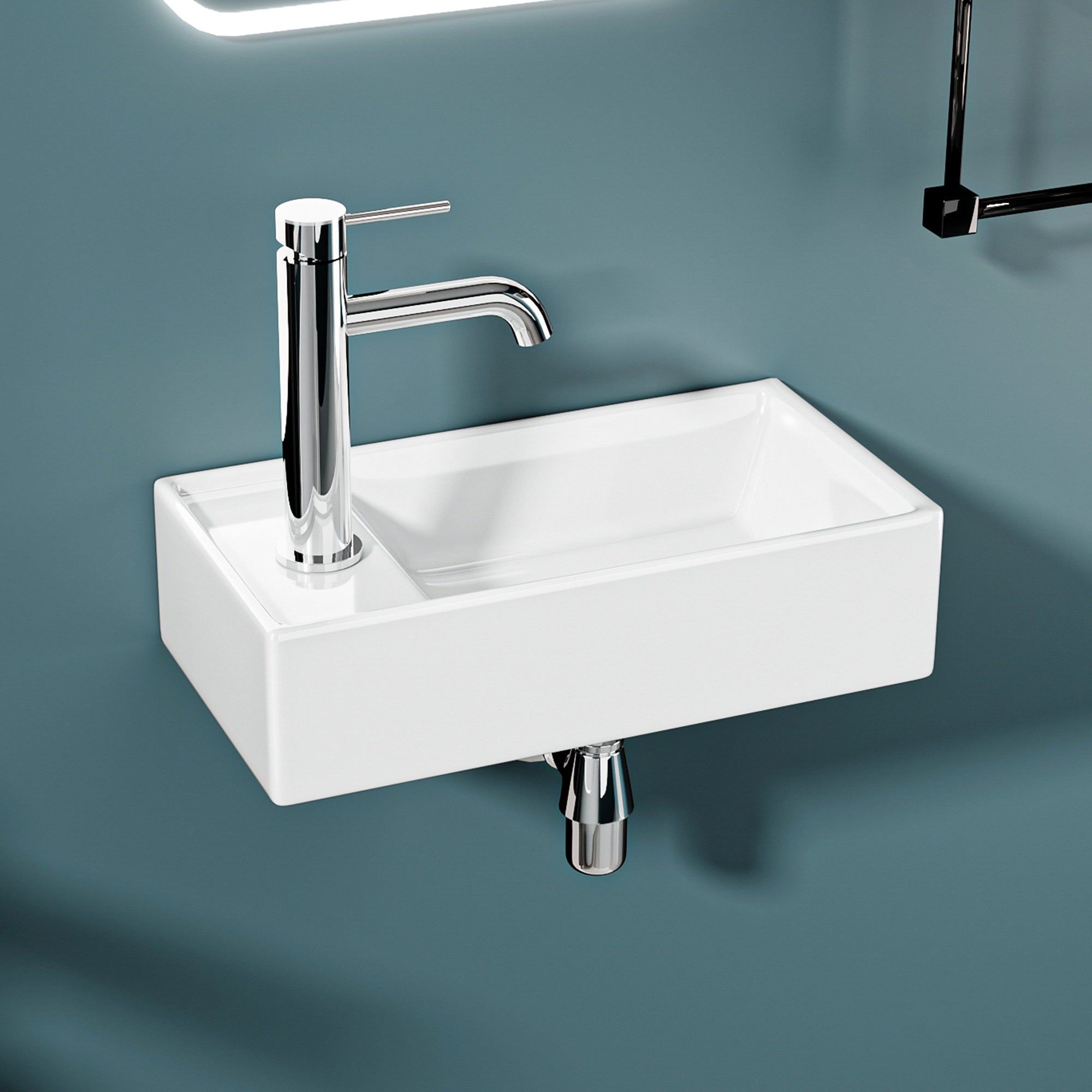 DILECI - Vasque lave-mains avec rebord sortie gauche (41,5x22x10cm) - MARIE - 9