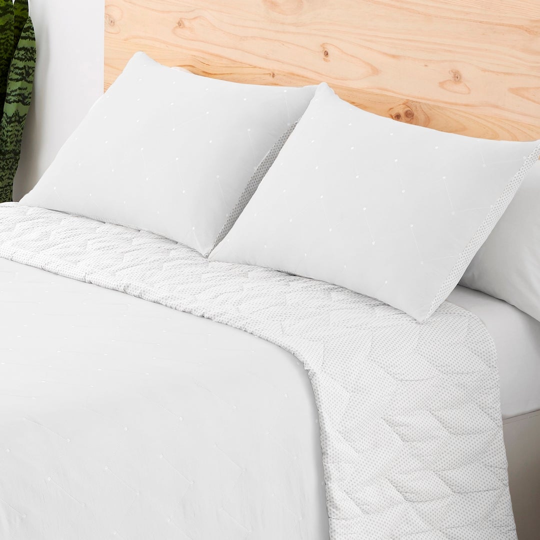 Colcha Lisa Reversible bordada Blanco cama 150 cm - 250x270 cm - 2