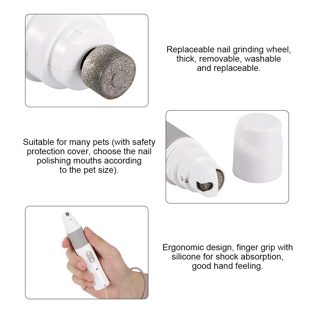 Lima de unhas elétrica para cães, lixa de unhas elétrica para cães e gatos, polidor de unhas para animais de estimação - 5