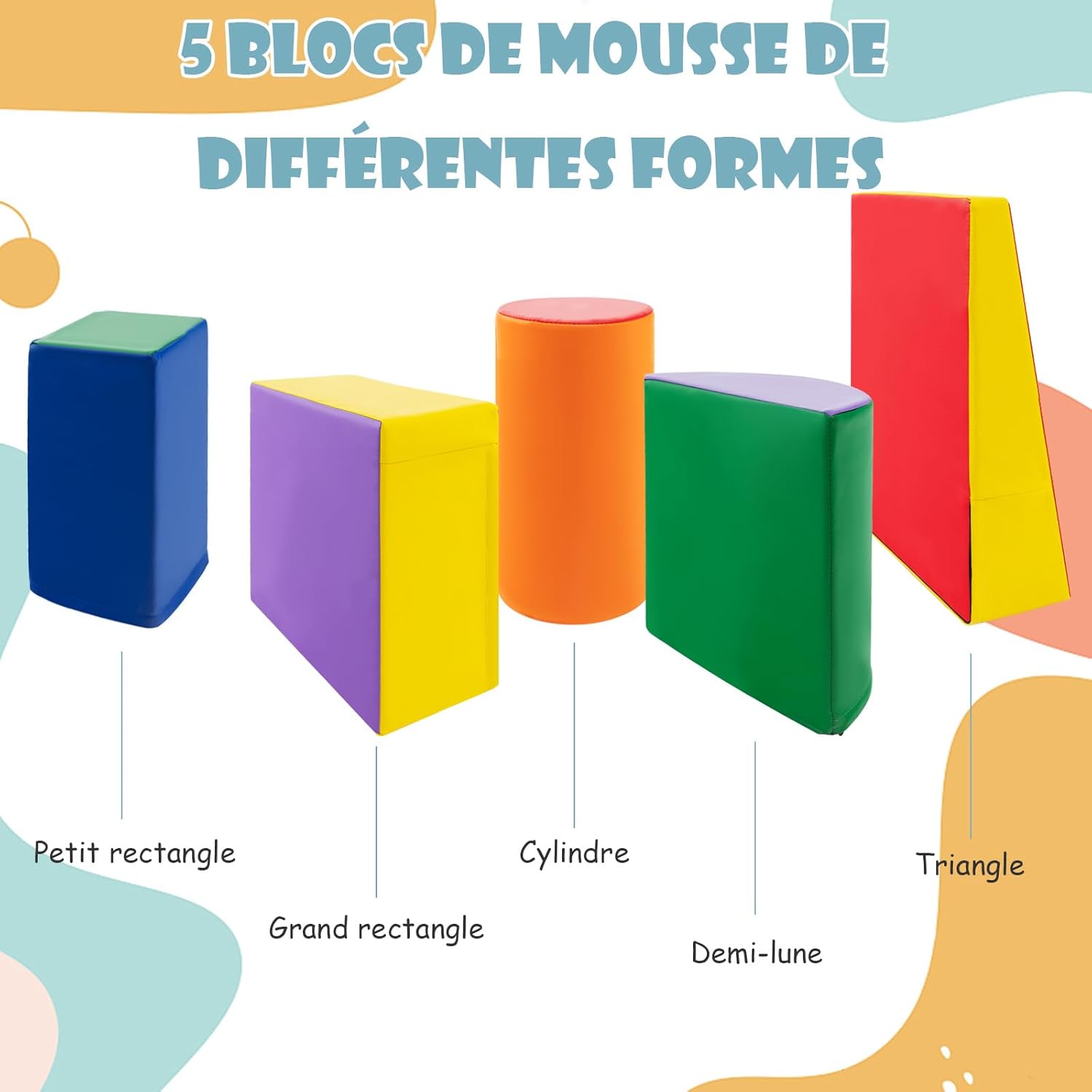 5 PCS Parcours de Motricité Bébé, Module Motricité en Mousse PU avec Remplissage en EPE, Jouets Éducatifs Convient pour Enfants d'Âge Préscolaire - 2