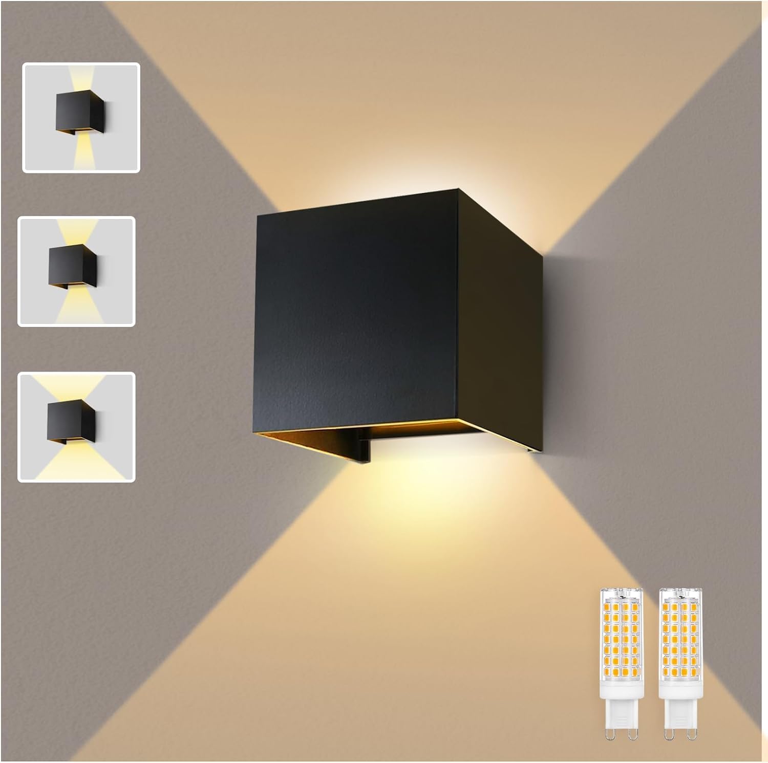 Zewnętrzny kinkiet z regulowanym kątem świecenia G9 LED Lampa zewnętrzna Ciepła biel 3000K Zewnętrzny kinkiet ścienny