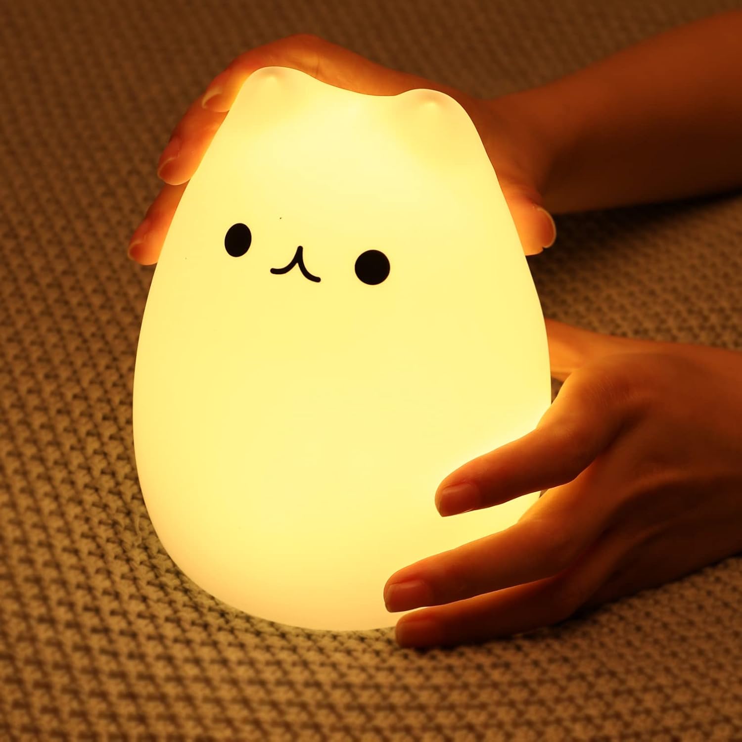 Lampa w kształcie kota, dziecięca lampka nocna z pilotem, silikonowa lampka nocna LED, ładowalna, słodka i kawaii