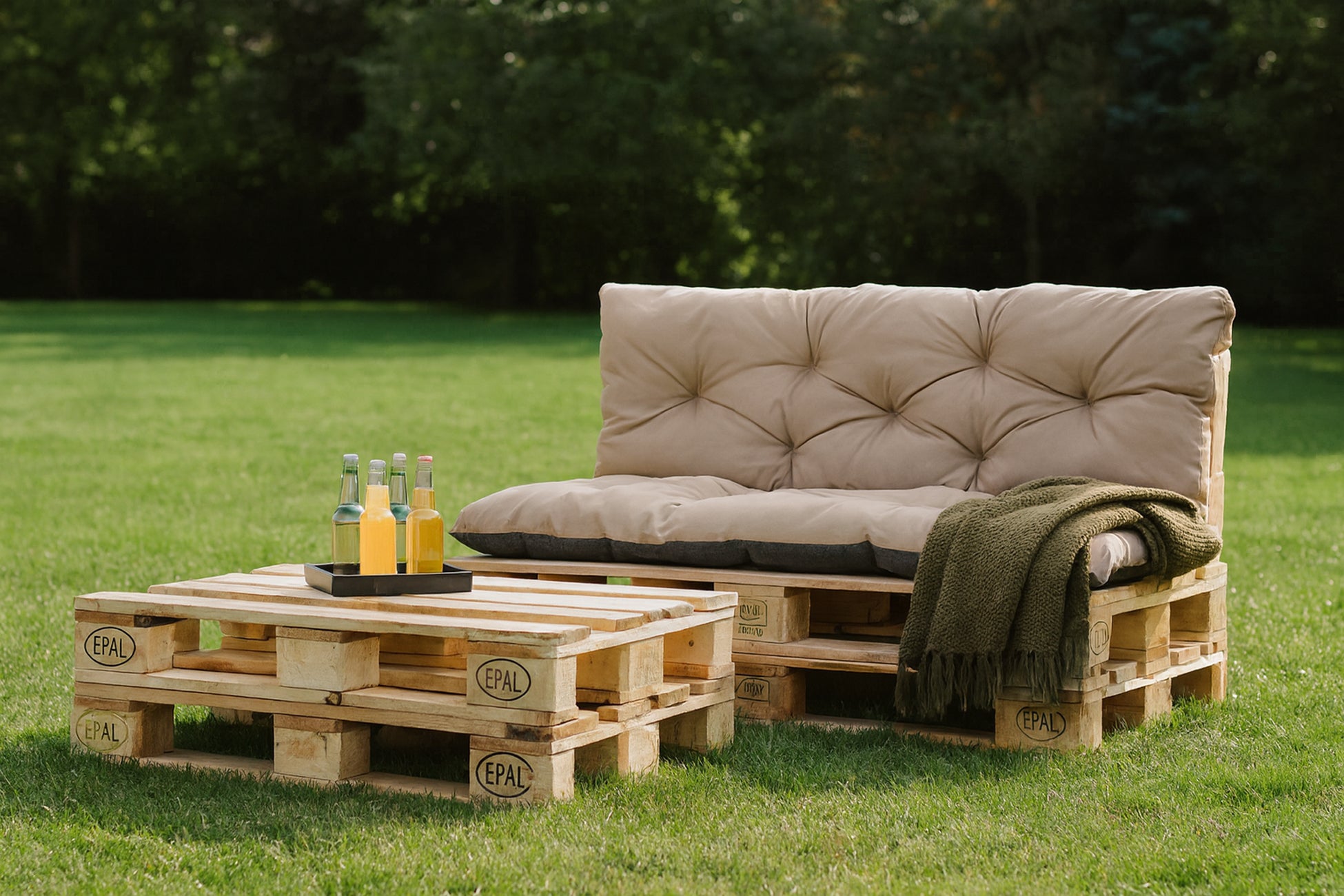 Set Coussins palettes, Assise 120 x 80 et Dossier 120 x 50cm Beige, coussins canapé / coussin pour palette in / extérieur, SETGARDEN - 4