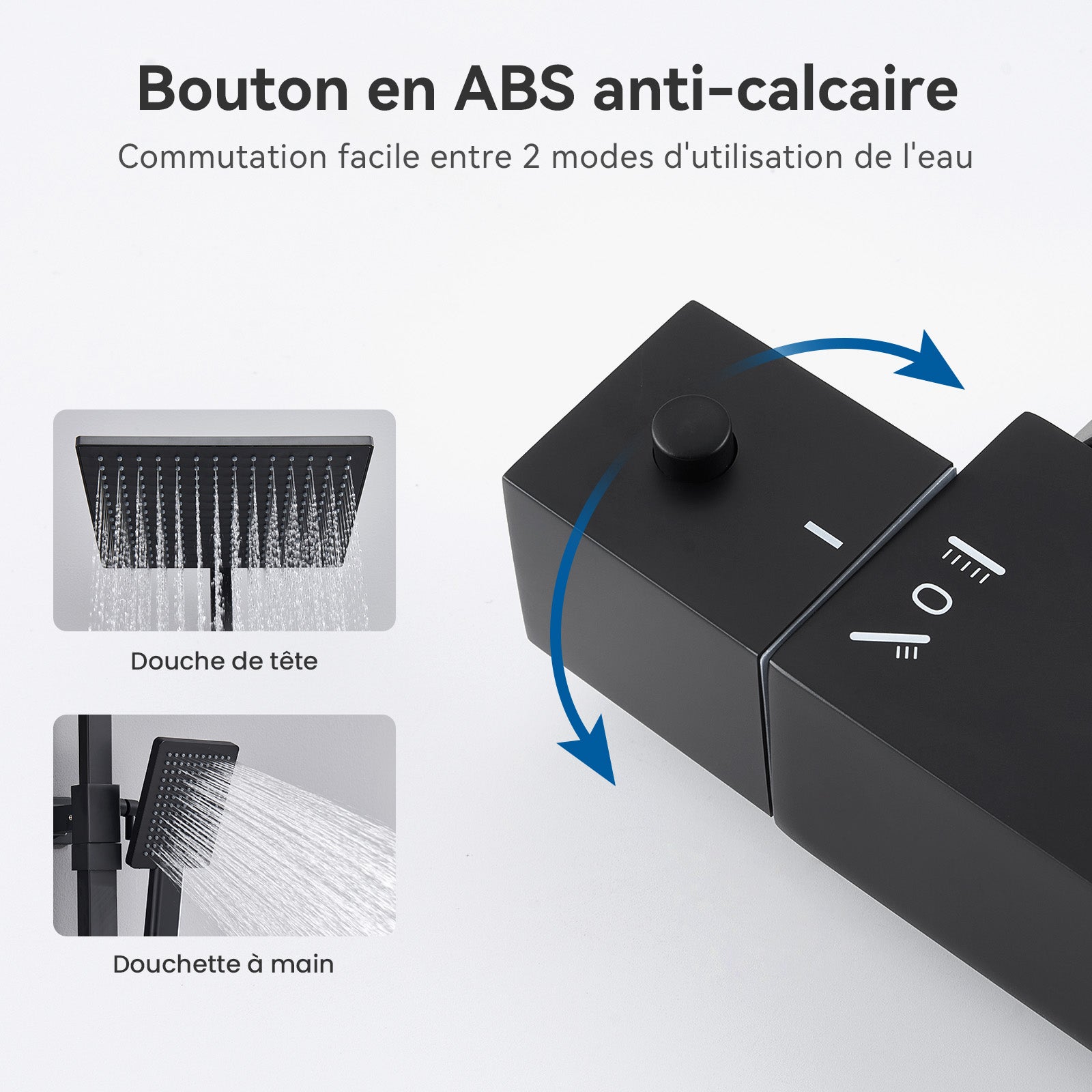 Colonna Doccia Nera Con Miscelatore Termostatico - Set Soffione Quadrato E Doccetta A Mano, Asta Regolabile - Foto 12