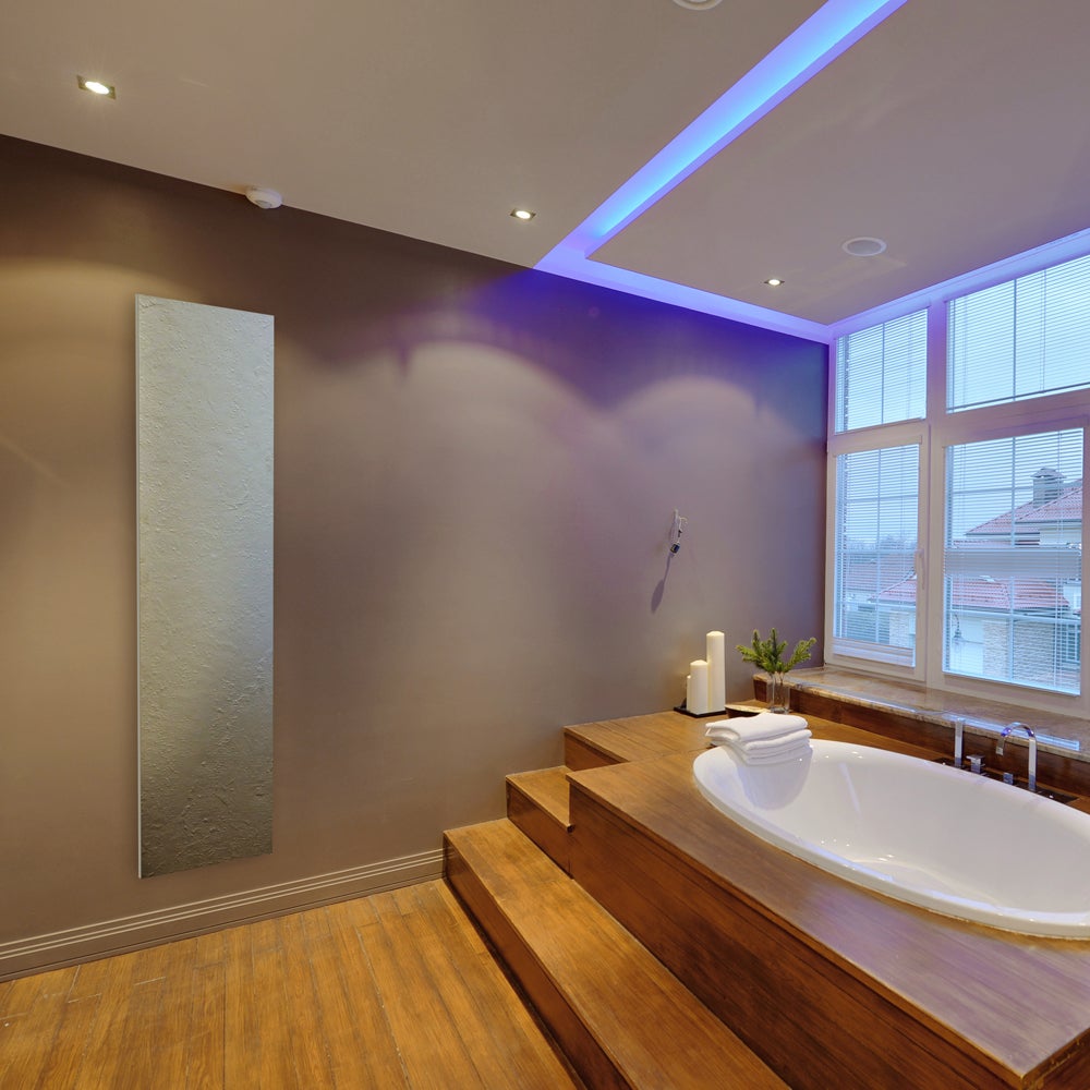 Radiador eléctrico resina aspecto pizarra color gris claro - 1200 vatios - 200 x 50 cm vertical