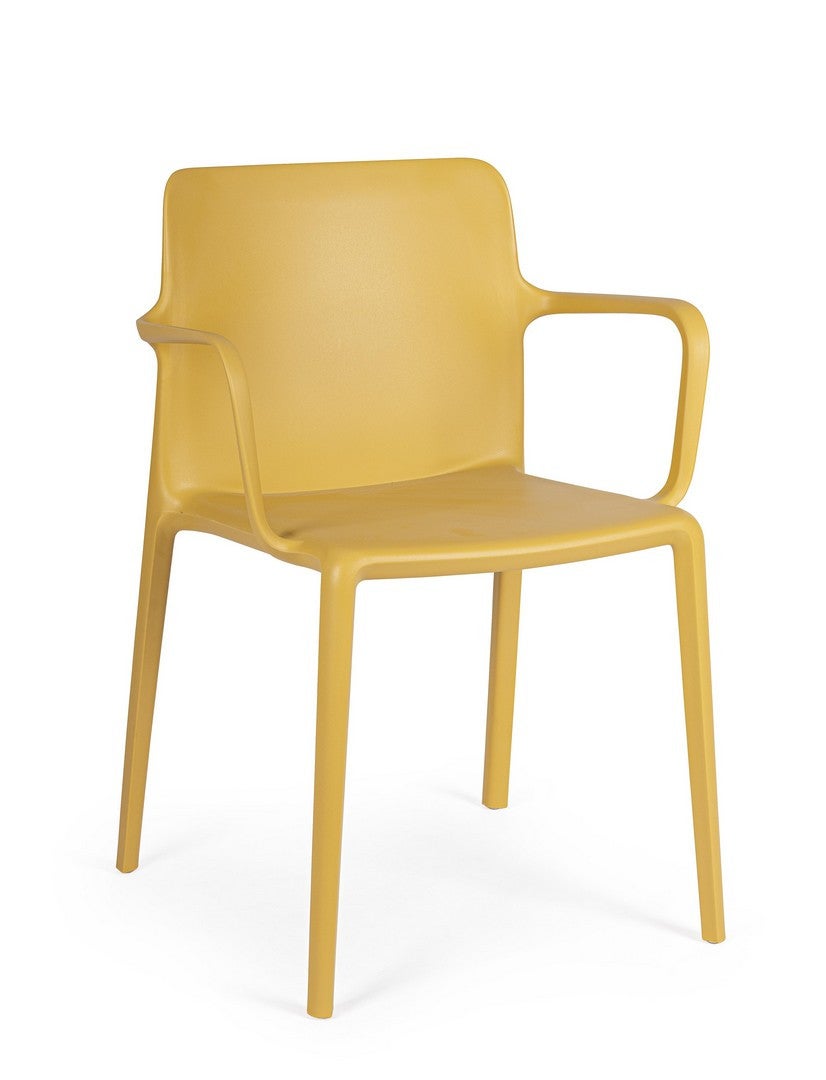 Zestaw 2 krzeseł do jadalni ze stali i żółtego polipropylenu