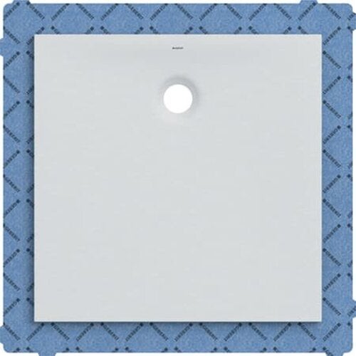 Geberit receveur de douche carré Olona 120x120 cm, hauteur 4 cm, écoulement derrière au centre, blanc/ mat, 550.903.00.1
