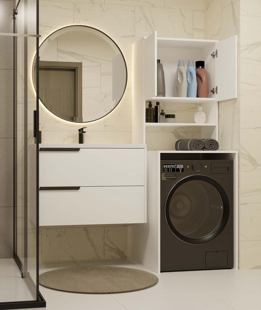 COMO - Mueble para lavadora - 180x64x64 - 2 puertas y estante abierto - 8