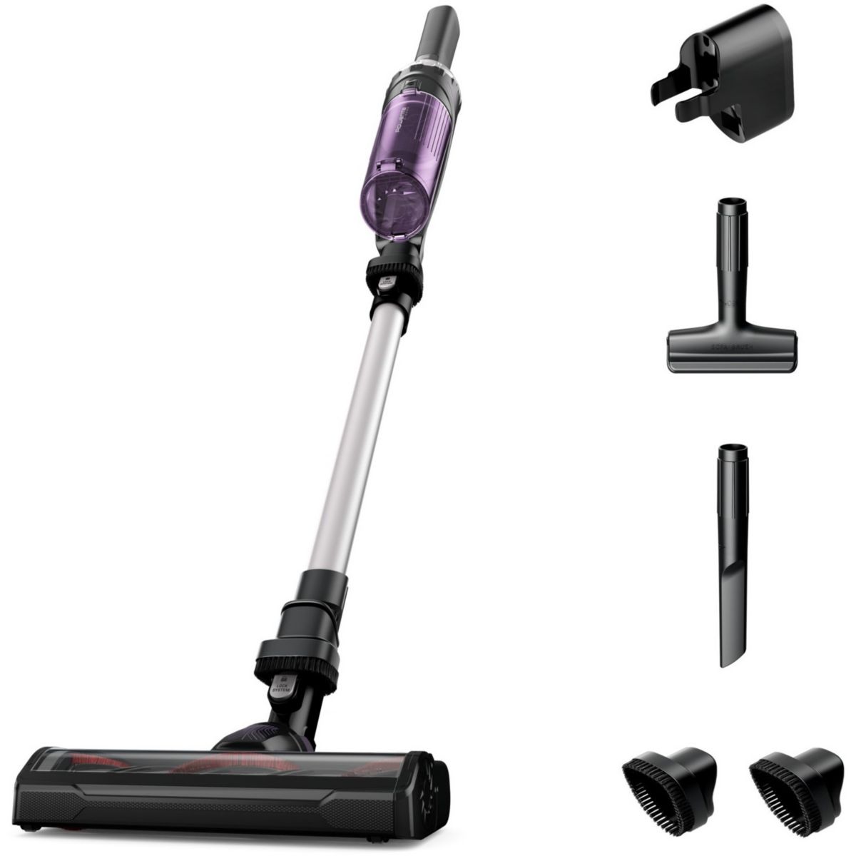 Aspirador Aspiradora escoba sin cable 100W Cabezal de cepillo motorizado de alto rendimiento que gira 4200 veces ROWENTA RH1129WO | 82dB, Negro, Púrp