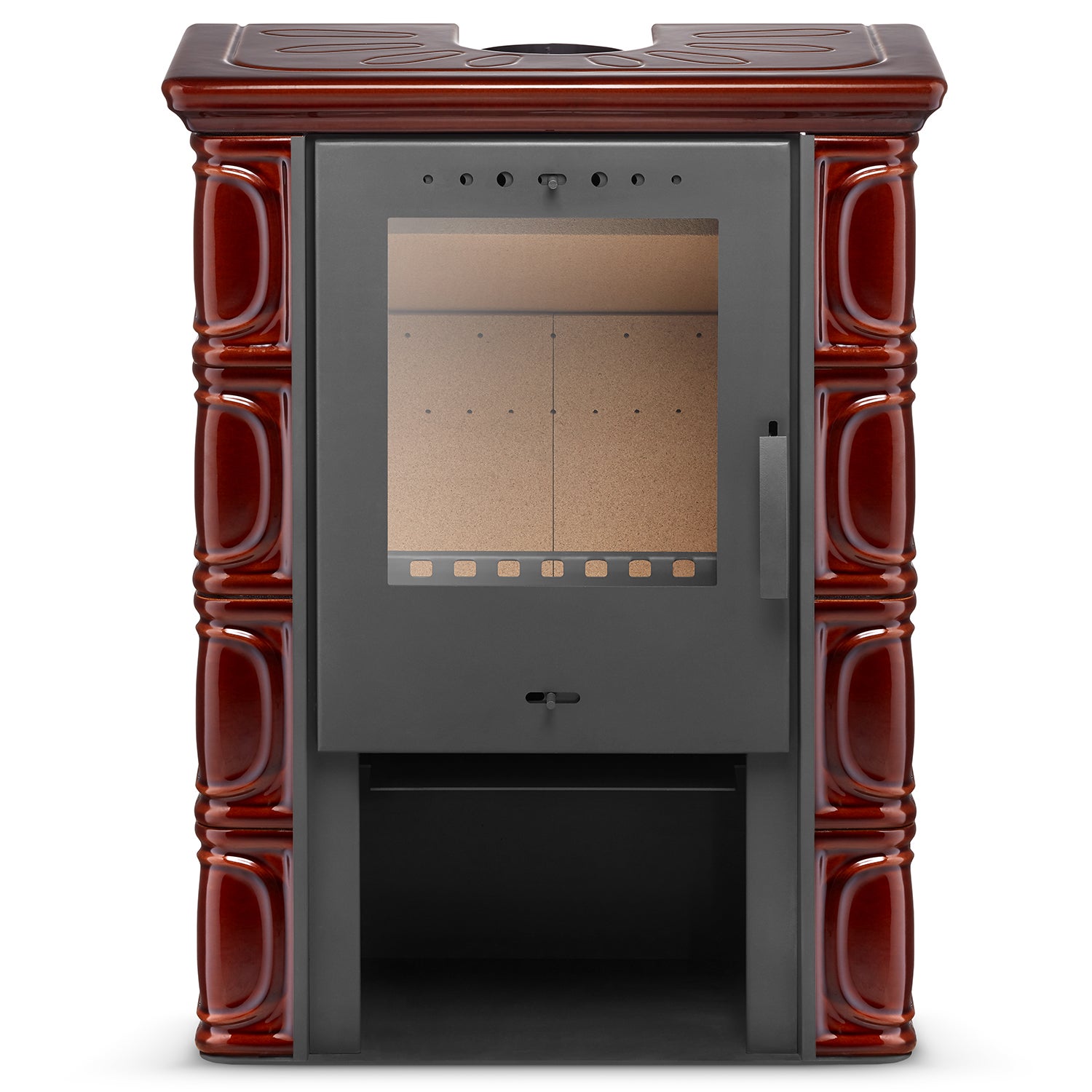 Kominek kaflowy piec wkład kominkowy wolnostojący koza ELDUR brown