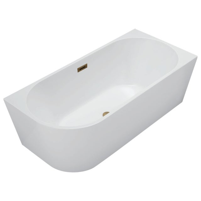 Balneo Baignoire semi-îlot d'angle droite 160x80 cm blanc accessoires doré acrylique 3,5mm AVOLA