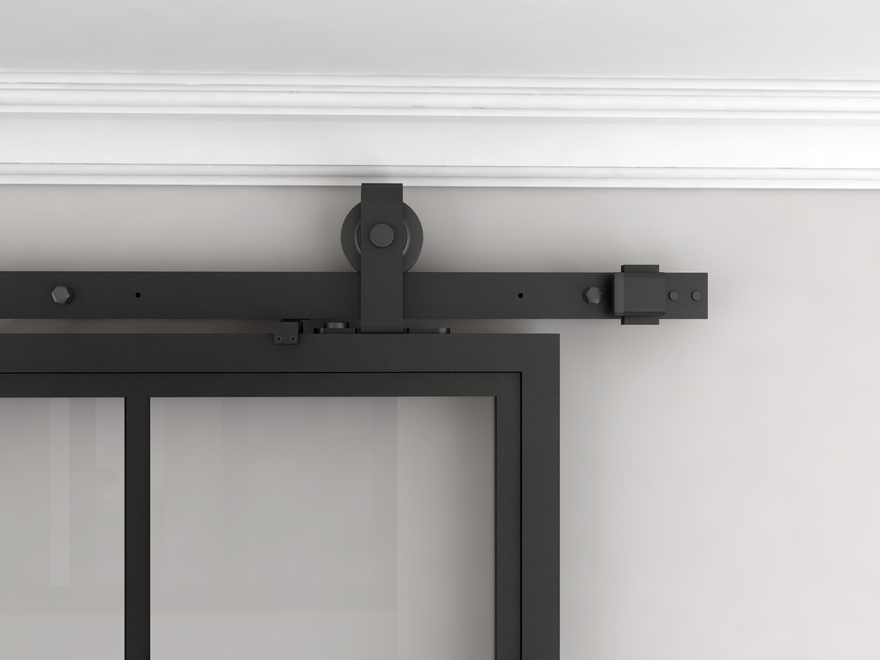 Schulte porte coulissante en verre, 90x215cm, porte coulissante intérieure, porte vitrée, porte verrière, décor industriel, noir - double softclose - 3