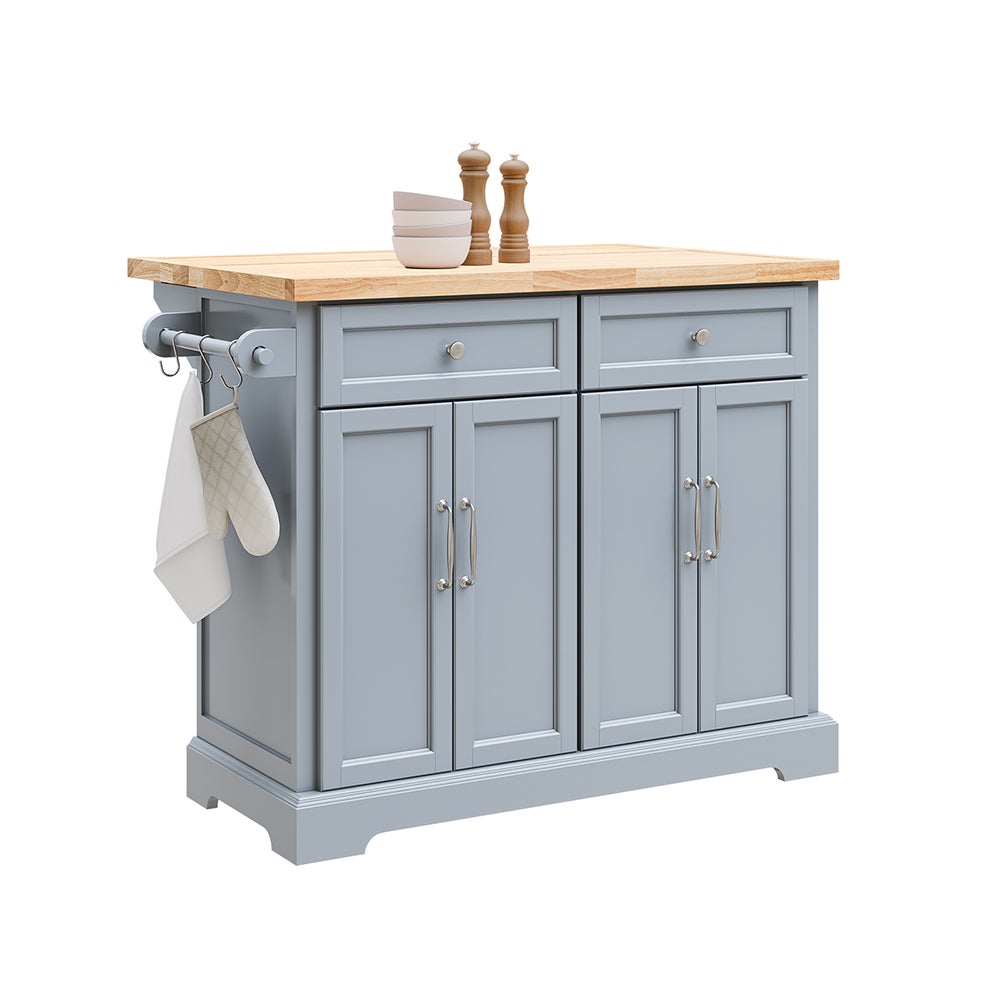 SoBuy Wózek kuchenny na kółkach, Wyspa centralna z rozsuwanym blatem, Mobilny wózek, Szary, 115x46/71x92 cm, FKW71-II-HG