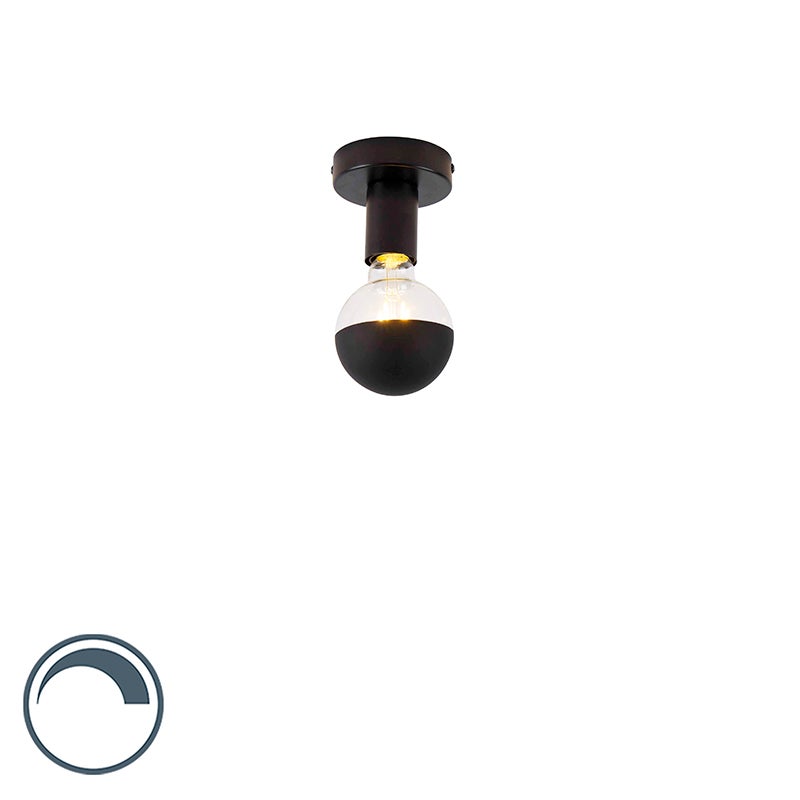 Qazqa nowoczesny plafon - Facil - czarny, żarówkami LED 5w, e27, 2700k, ciepła biel, ściemnialny, 10cm oświetlenie wewnętrzne