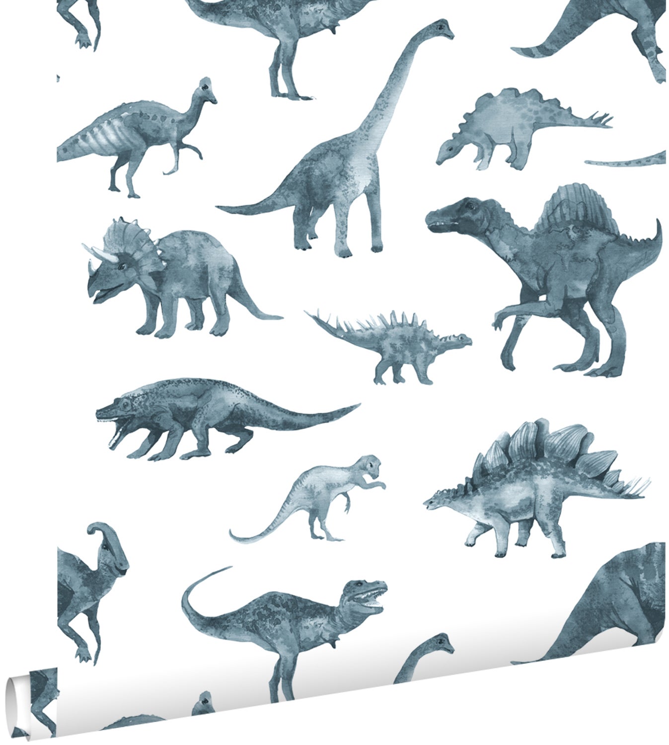 Tapeta dinozaury ciemnoniebieskim - 50 x 900 cm - ESTAHOME