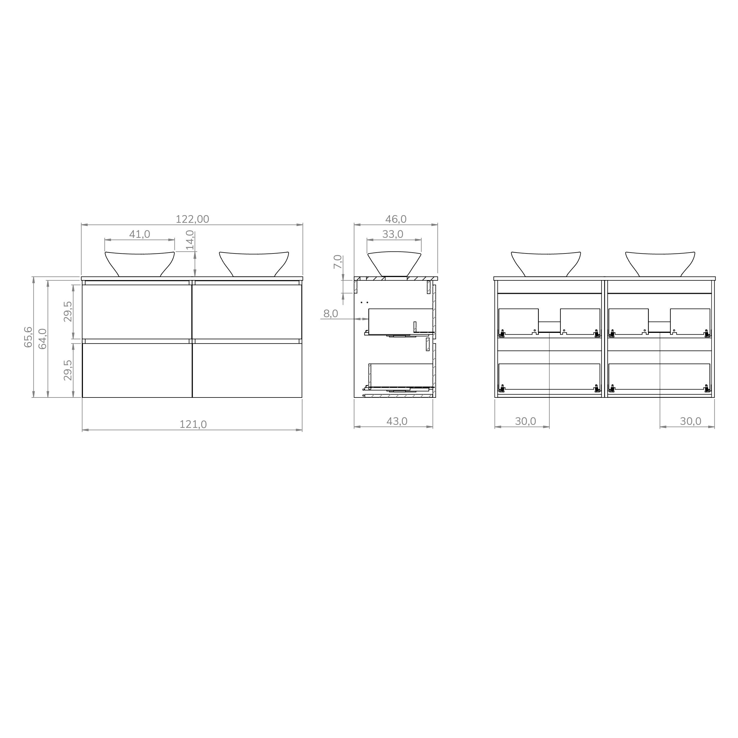 CONJUNTO DE CASA DE BANHO YINU | 121 CM BRANCO - SOLOMON | QUATRO GAVETAS | LAVATÓRIO SOBRE BANCADA | NÃO INCLUI ESPELHO| ALDAY - 4